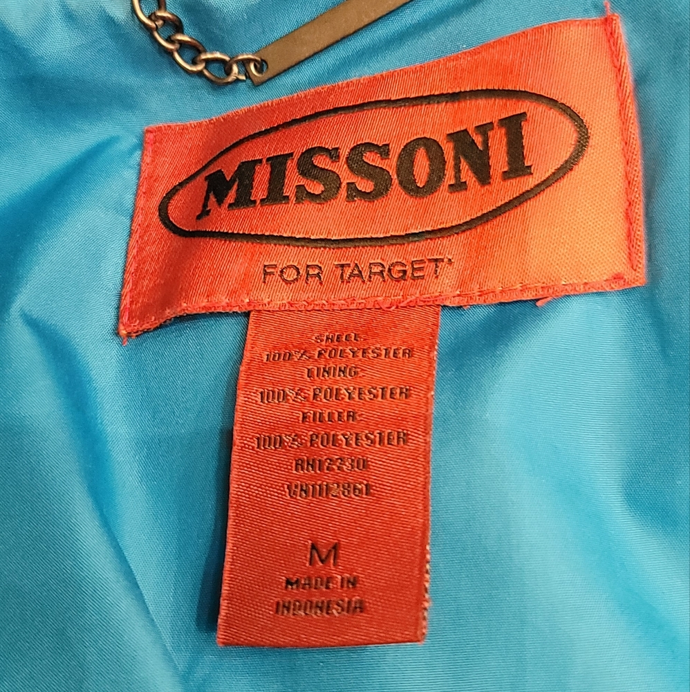 Missoni Blue Zig Zag Puffer Coat - Medium -Windbreaker Jacket - Picture 9 of 9